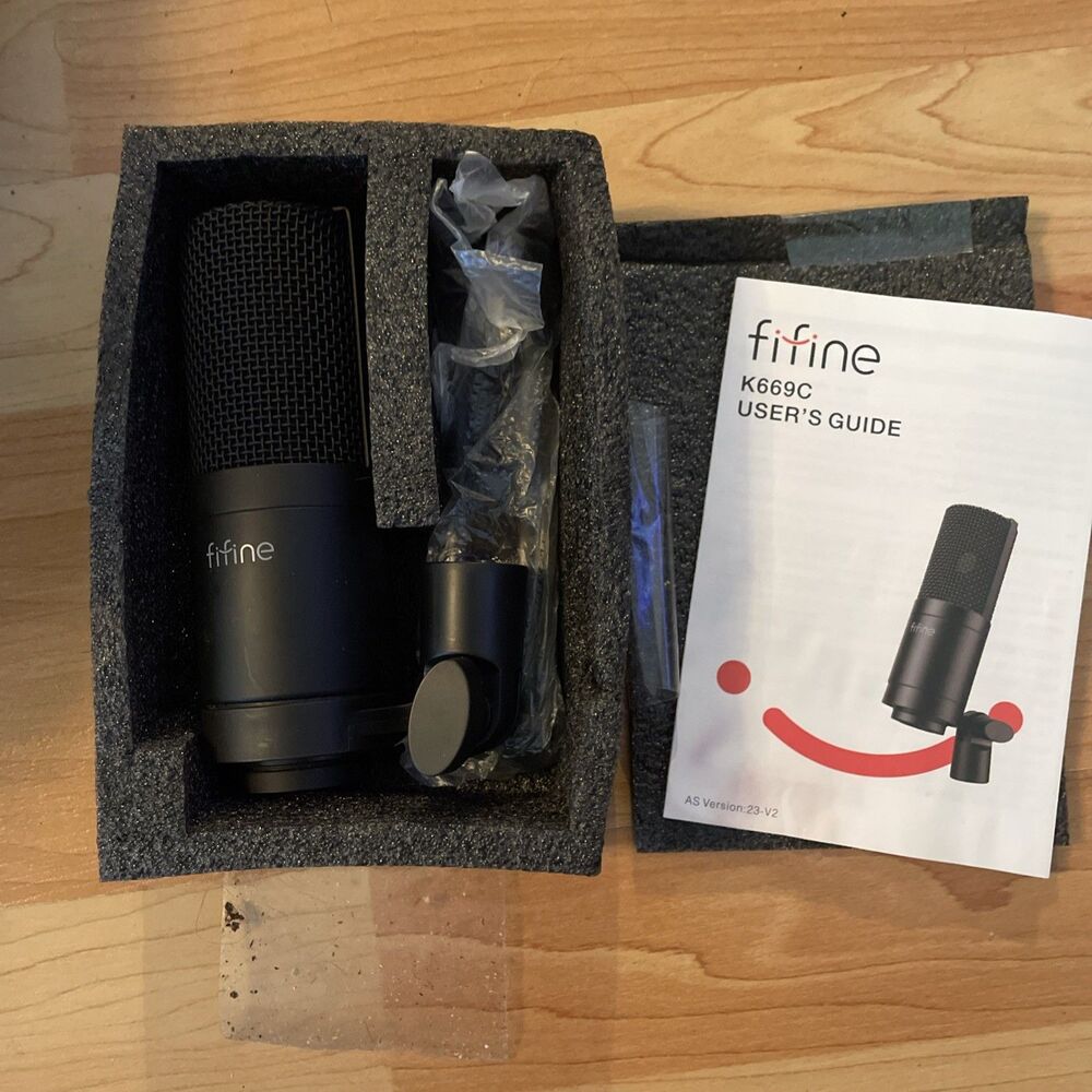 FIFINE K669C USB Condenser Microphone W/ Stand-Black New Missing Box & Cord